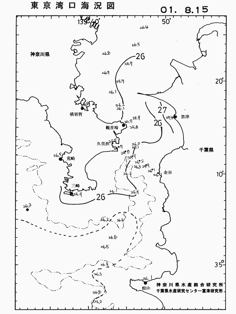 海況図, 東京湾口海況図 検索結果, (水温分布 等を図示)