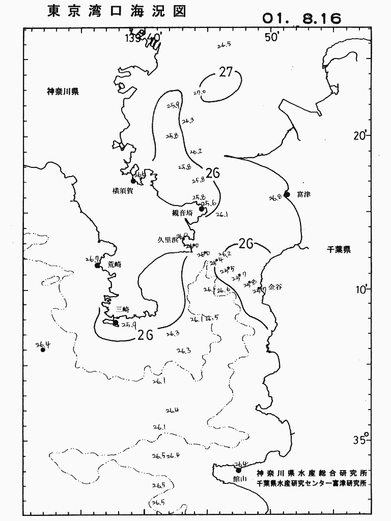 海況図, 東京湾口海況図 検索結果, (水温分布 等を図示)