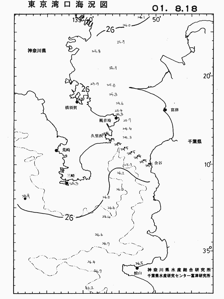 海況図, 東京湾口海況図 検索結果, (水温分布 等を図示)