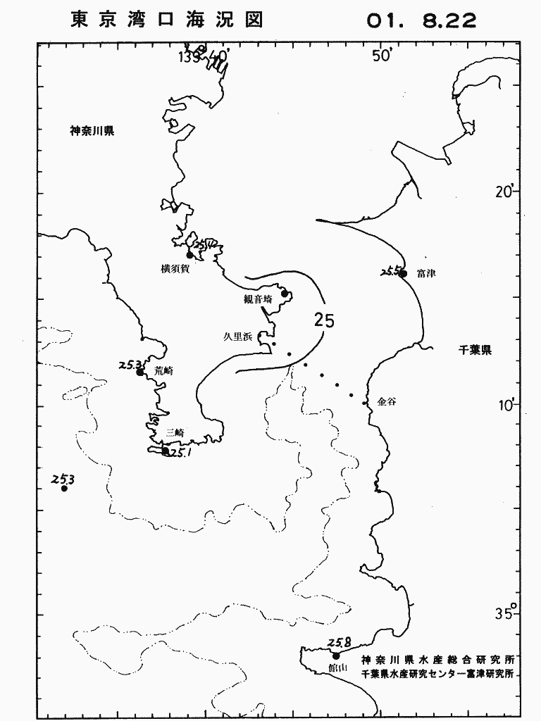 海況図, 東京湾口海況図 検索結果, (水温分布 等を図示)