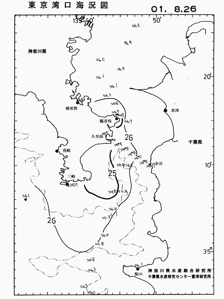 海況図, 東京湾口海況図 検索結果, (水温分布 等を図示)