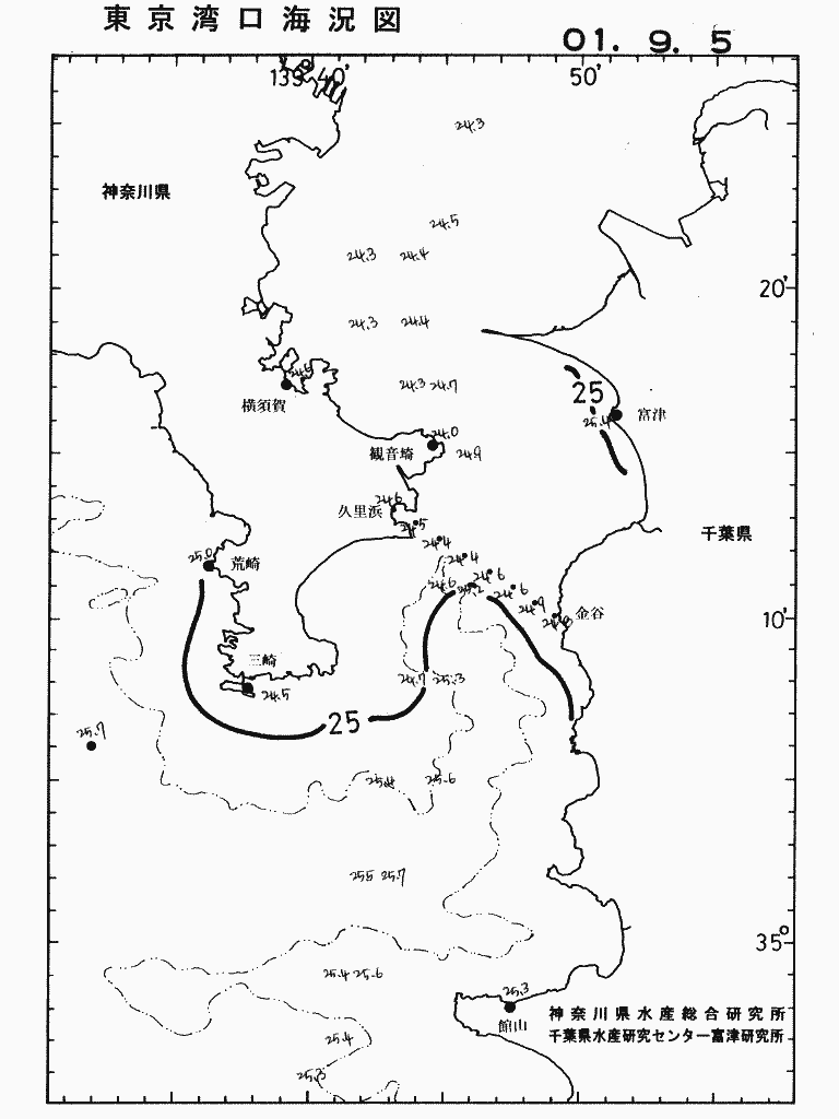 海況図, 東京湾口海況図 検索結果, (水温分布 等を図示)