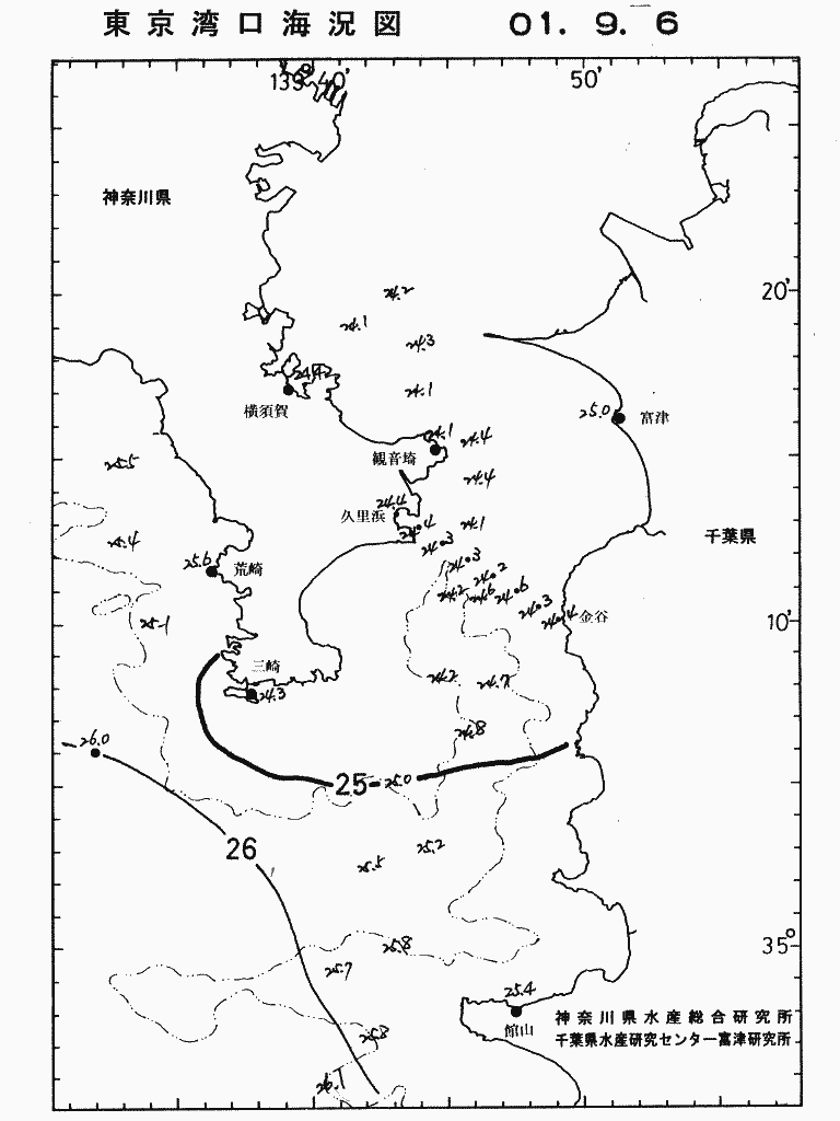 海況図, 東京湾口海況図 検索結果, (水温分布 等を図示)