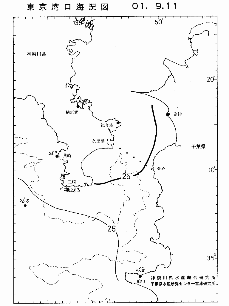 海況図, 東京湾口海況図 検索結果, (水温分布 等を図示)