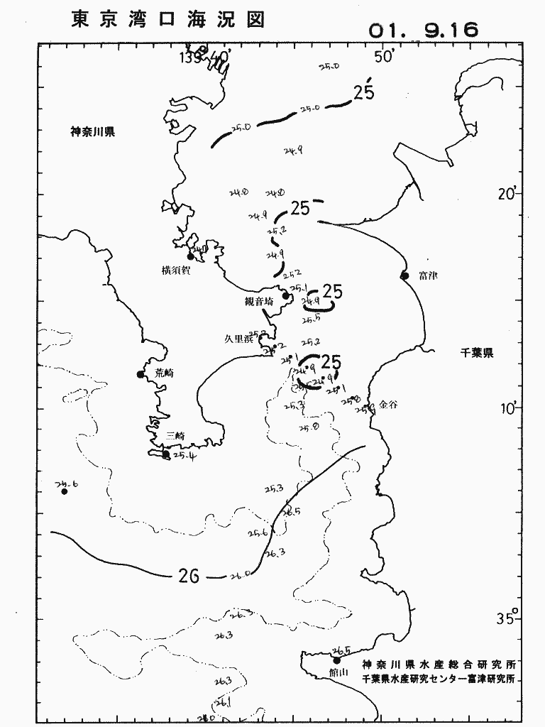 海況図, 東京湾口海況図 検索結果, (水温分布 等を図示)