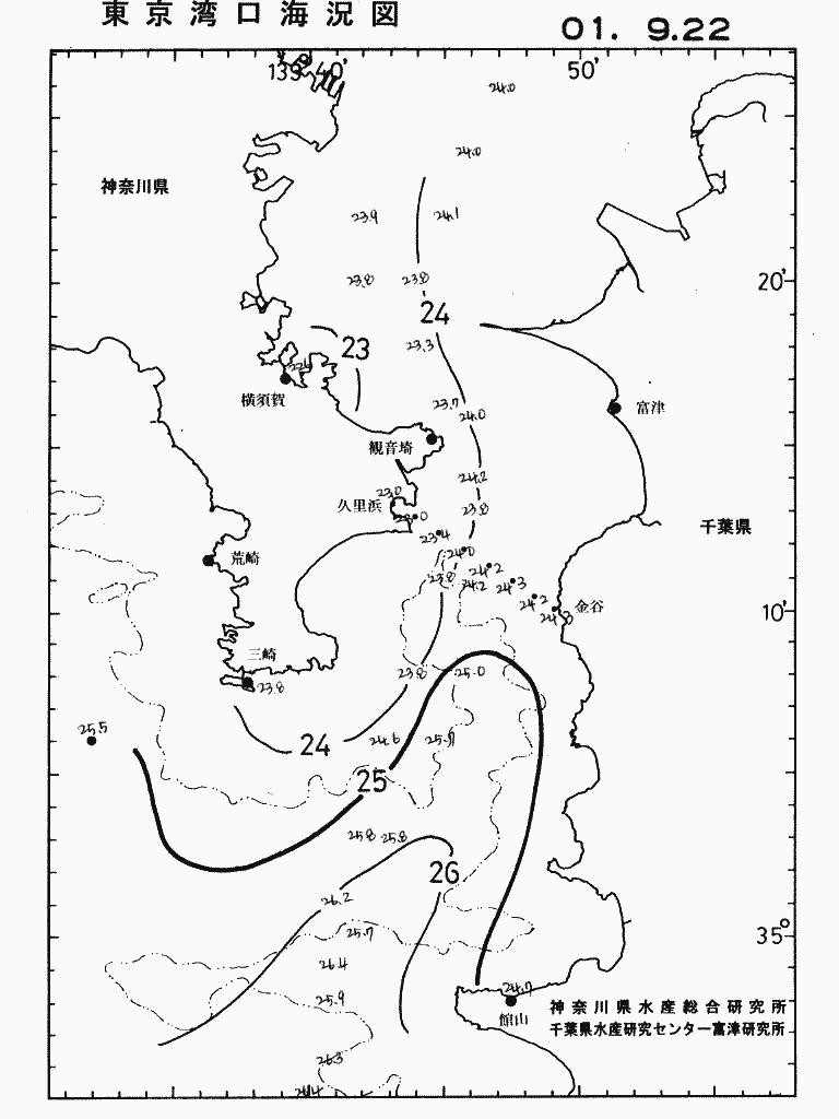 海況図, 東京湾口海況図 検索結果, (水温分布 等を図示)