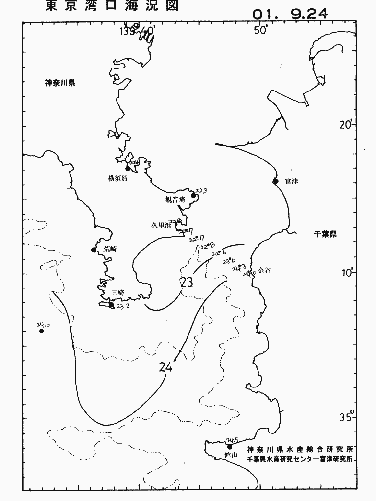 海況図, 東京湾口海況図 検索結果, (水温分布 等を図示)
