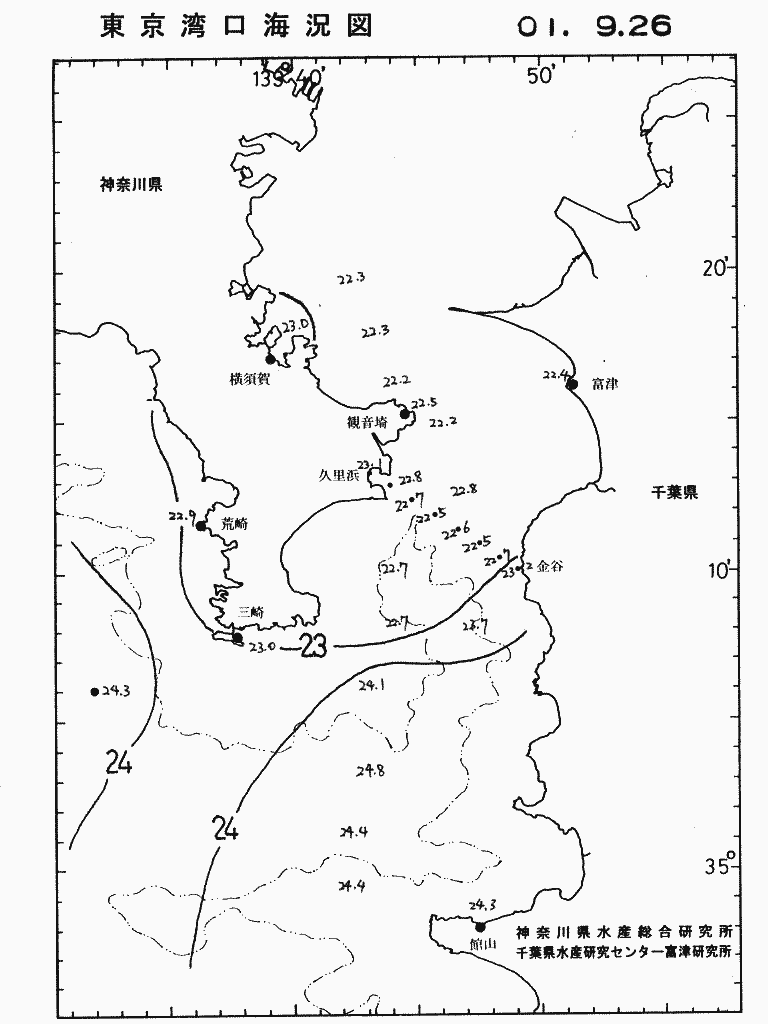 海況図, 東京湾口海況図 検索結果, (水温分布 等を図示)