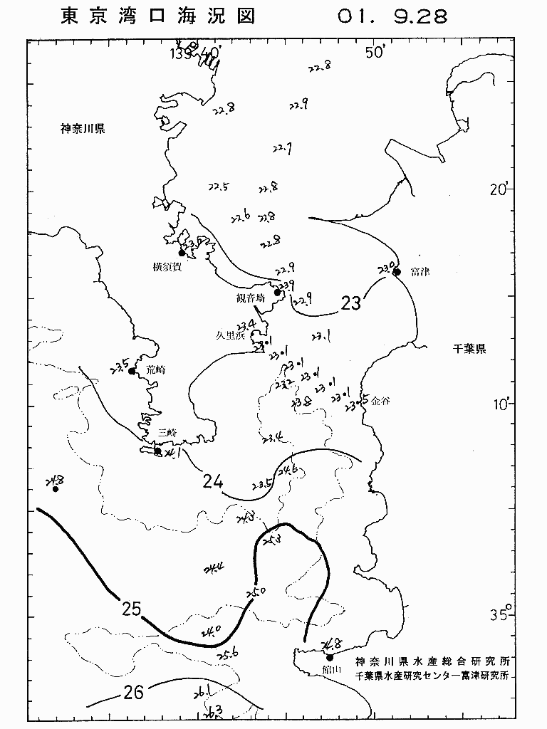海況図, 東京湾口海況図 検索結果, (水温分布 等を図示)