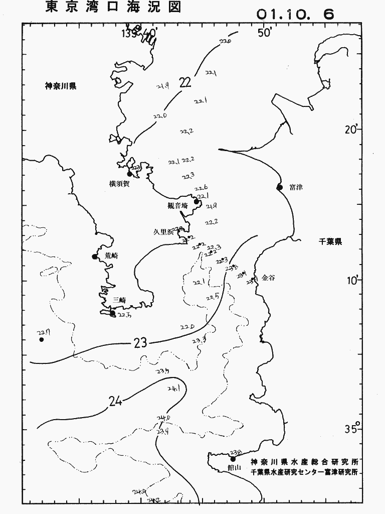 海況図, 東京湾口海況図 検索結果, (水温分布 等を図示)