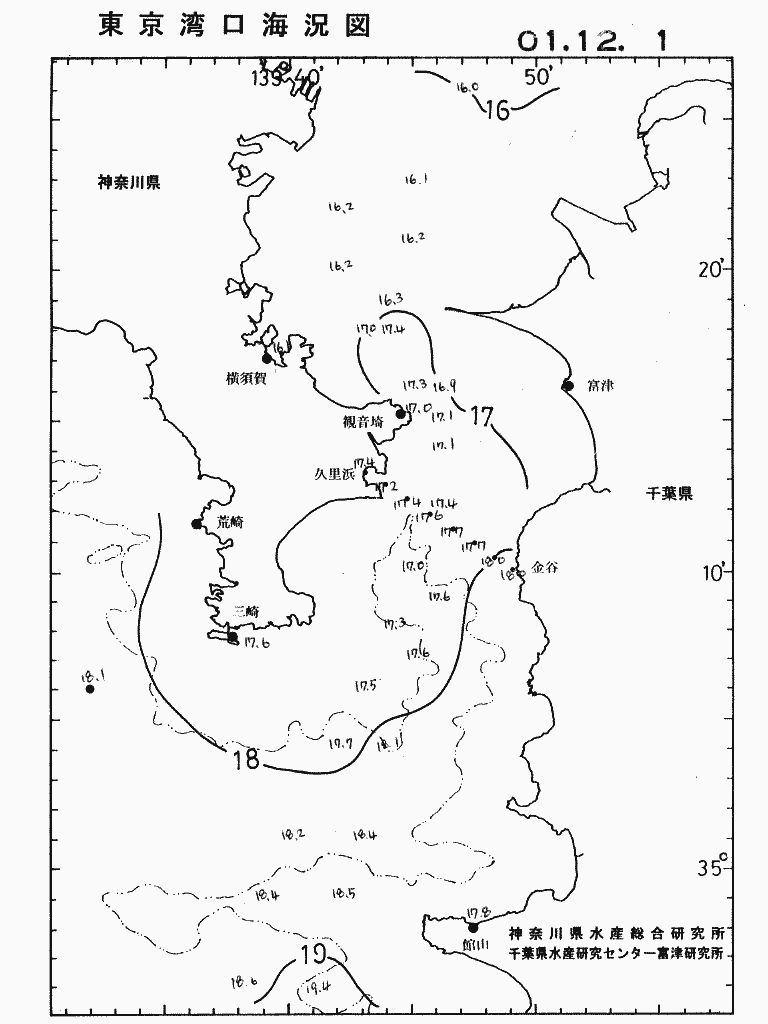 海況図, 東京湾口海況図 検索結果, (水温分布 等を図示)