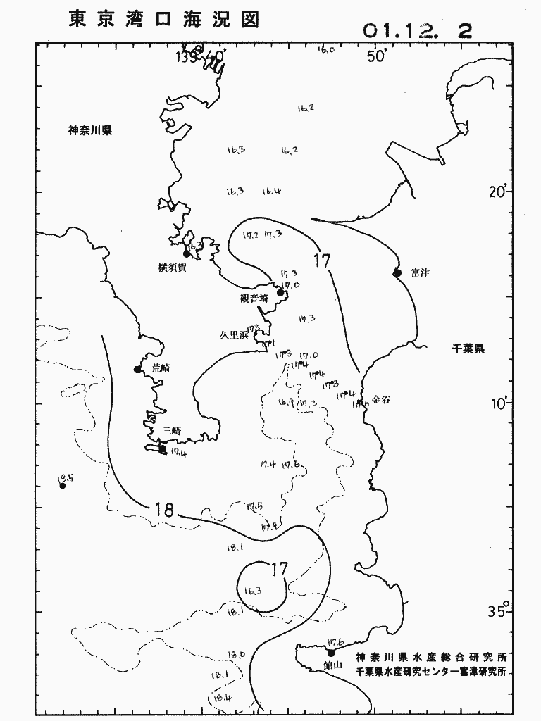 海況図, 東京湾口海況図 検索結果, (水温分布 等を図示)