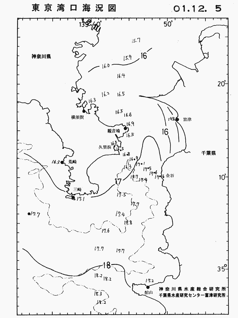 海況図, 東京湾口海況図 検索結果, (水温分布 等を図示)