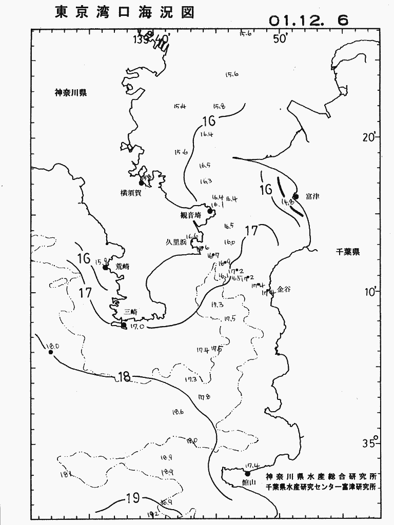 海況図, 東京湾口海況図 検索結果, (水温分布 等を図示)