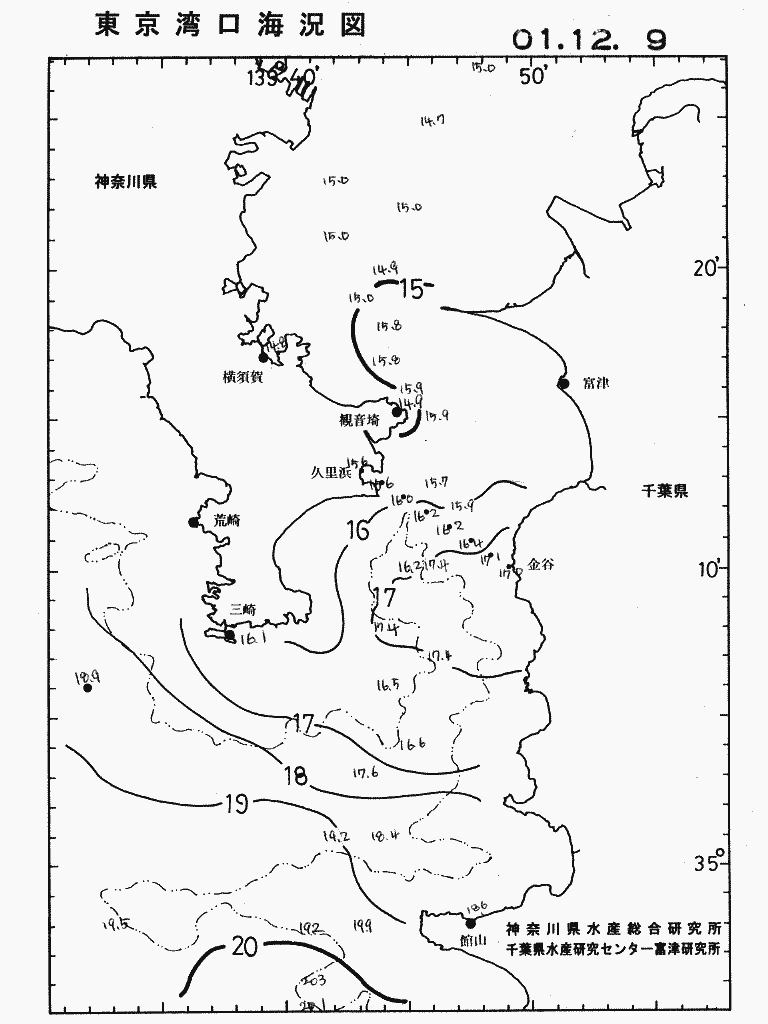 海況図, 東京湾口海況図 検索結果, (水温分布 等を図示)