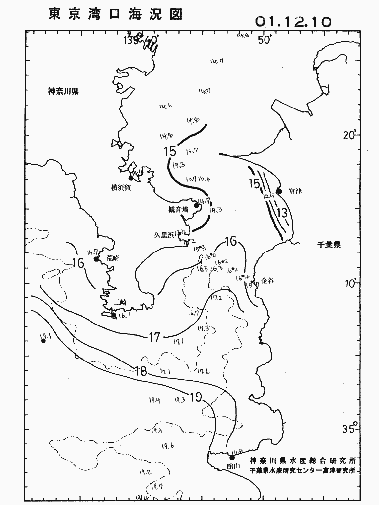海況図, 東京湾口海況図 検索結果, (水温分布 等を図示)