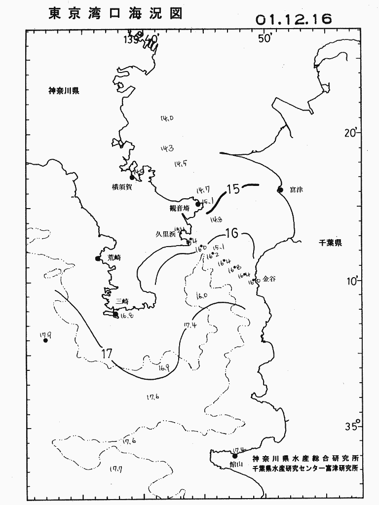 海況図, 東京湾口海況図 検索結果, (水温分布 等を図示)