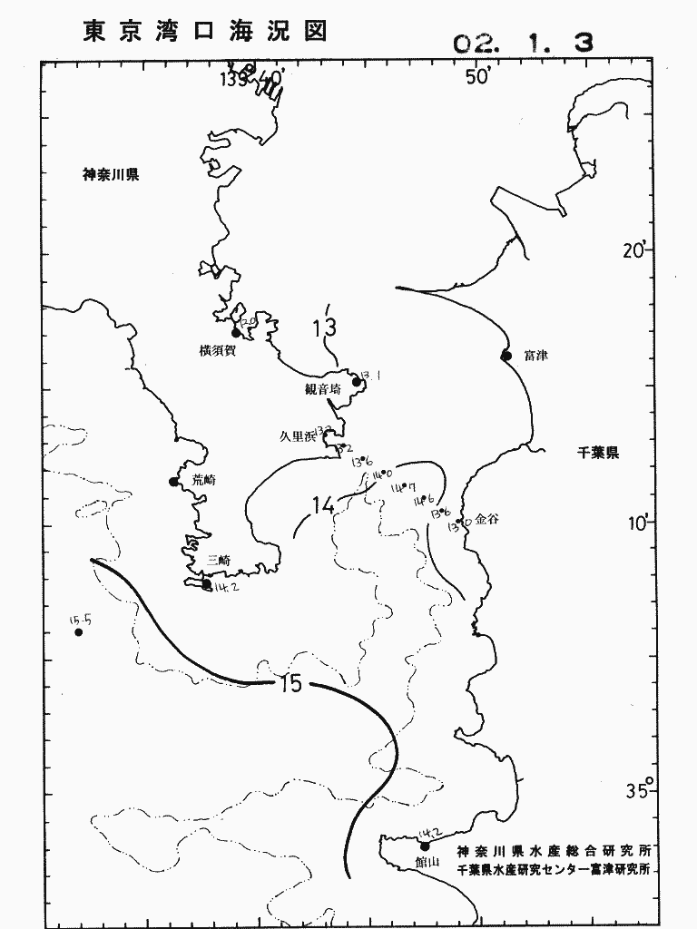 海況図, 東京湾口海況図 検索結果, (水温分布 等を図示)