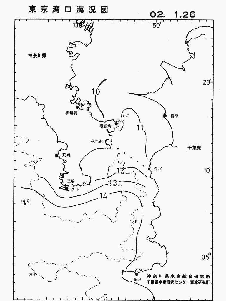 海況図, 東京湾口海況図 検索結果, (水温分布 等を図示)