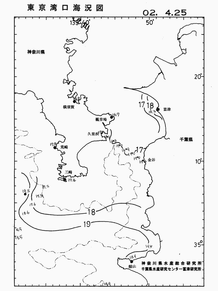 海況図, 東京湾口海況図 検索結果, (水温分布 等を図示)