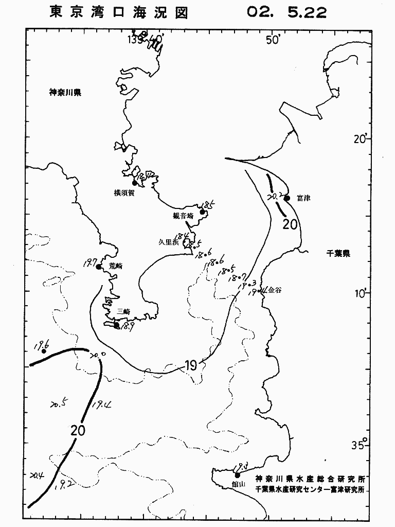 海況図, 東京湾口海況図 検索結果, (水温分布 等を図示)