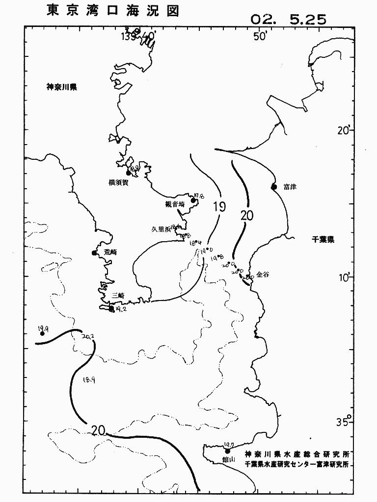 海況図, 東京湾口海況図 検索結果, (水温分布 等を図示)