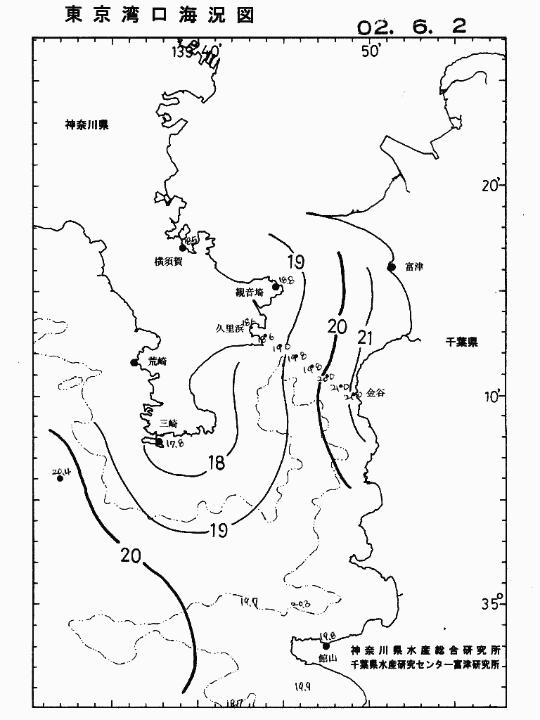海況図, 東京湾口海況図 検索結果, (水温分布 等を図示)