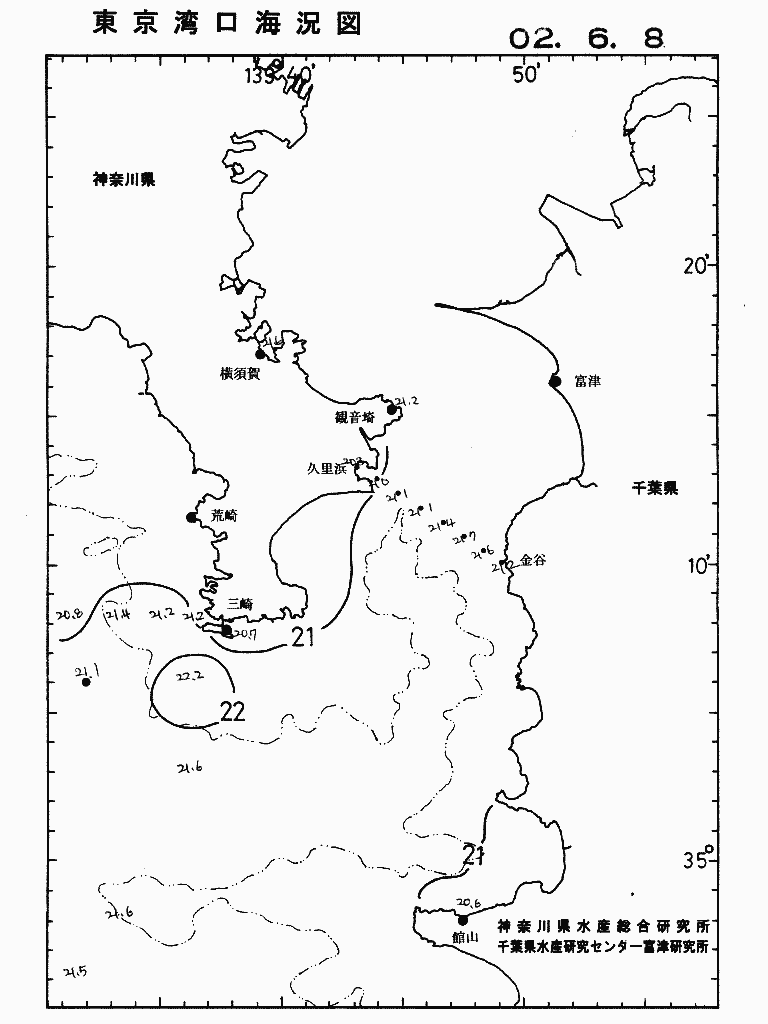 海況図, 東京湾口海況図 検索結果, (水温分布 等を図示)
