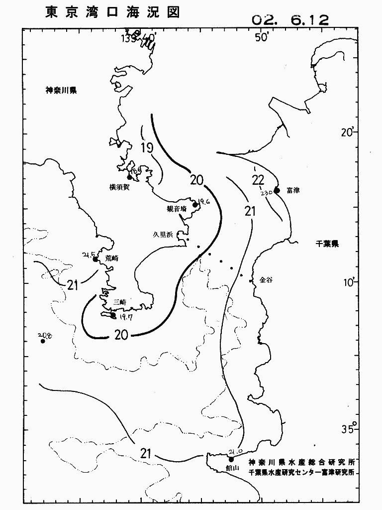 海況図, 東京湾口海況図 検索結果, (水温分布 等を図示)