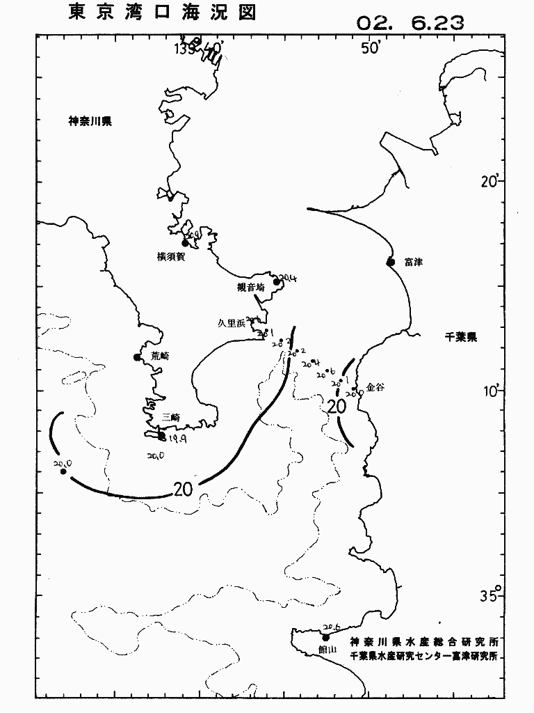 海況図, 東京湾口海況図 検索結果, (水温分布 等を図示)