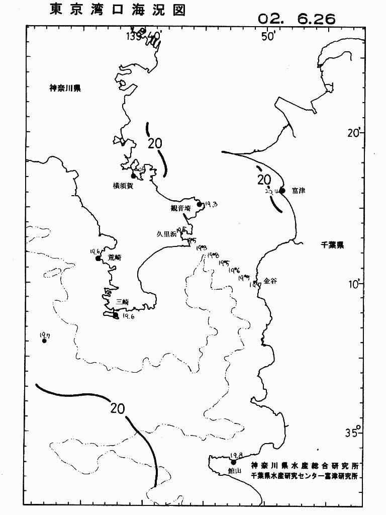 海況図, 東京湾口海況図 検索結果, (水温分布 等を図示)