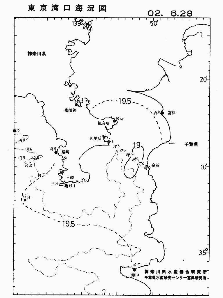 海況図, 東京湾口海況図 検索結果, (水温分布 等を図示)