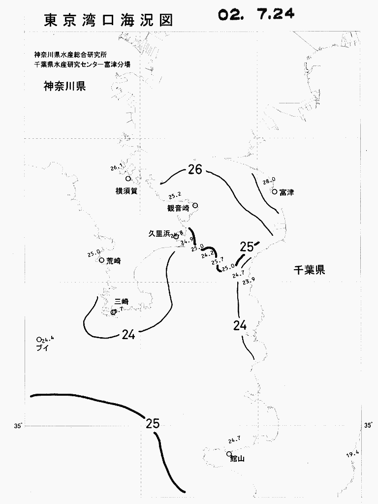 海況図, 東京湾口海況図 検索結果, (水温分布 等を図示)