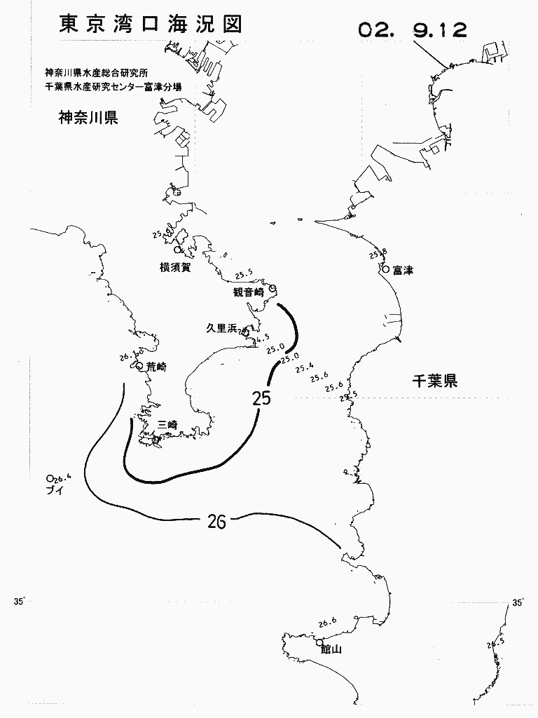 海況図, 東京湾口海況図 検索結果, (水温分布 等を図示)