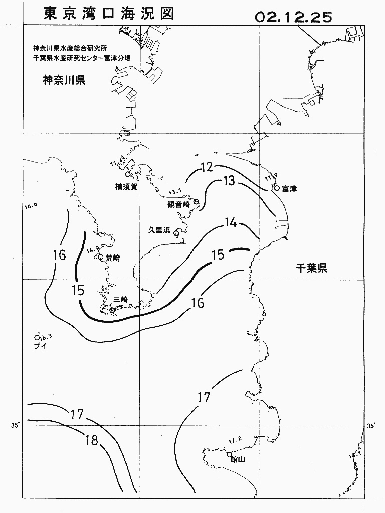 海況図, 東京湾口海況図 検索結果, (水温分布 等を図示)