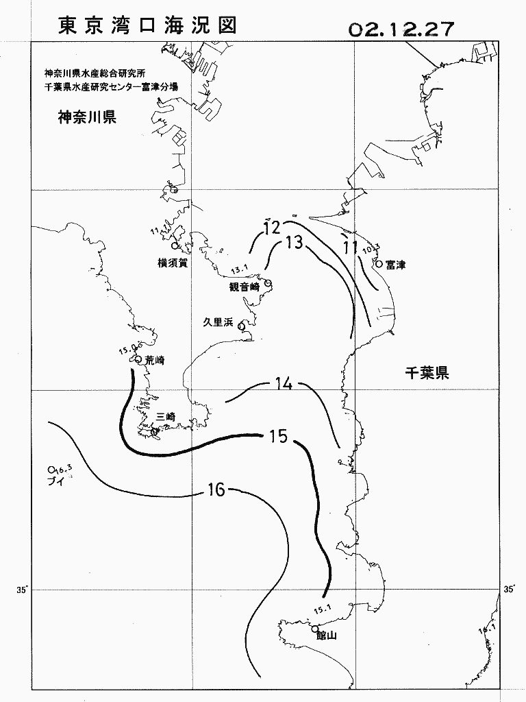 海況図, 東京湾口海況図 検索結果, (水温分布 等を図示)