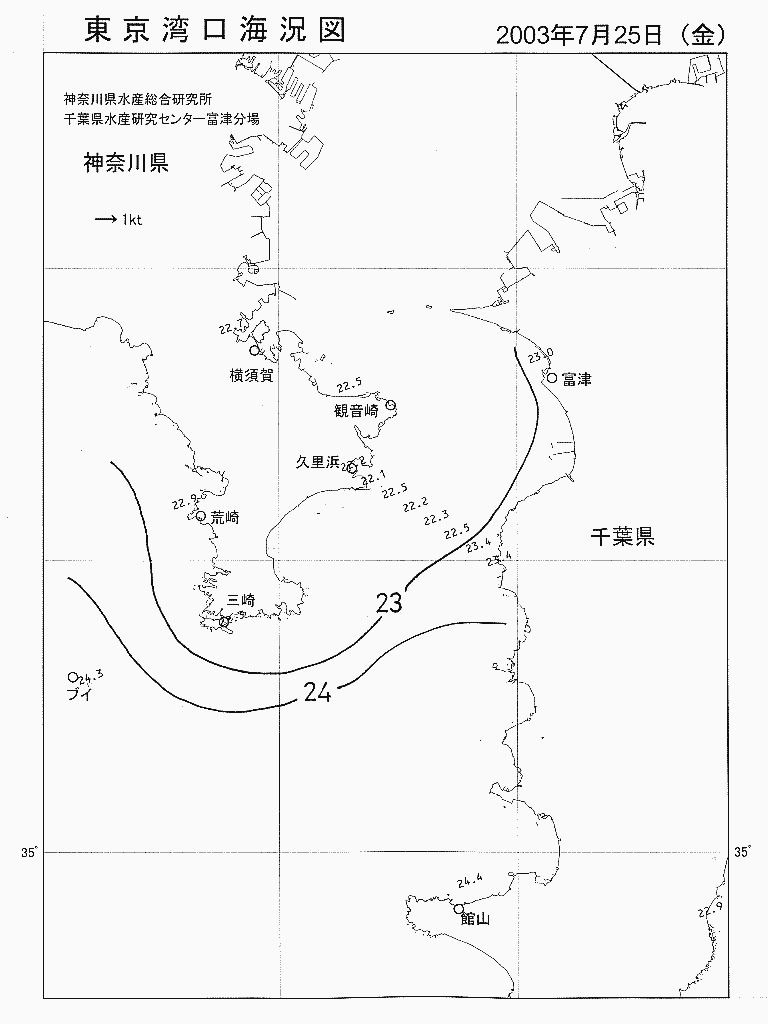 海況図, 東京湾口海況図 検索結果, (水温分布 等を図示)