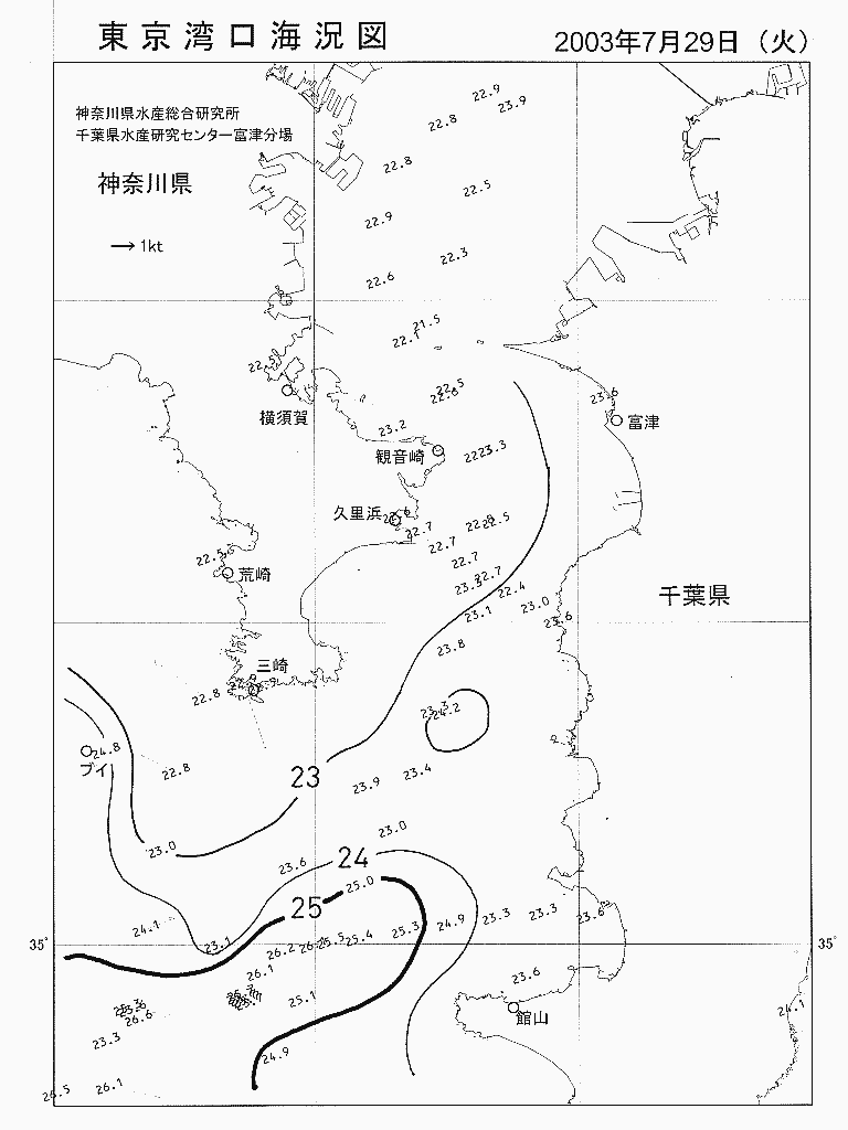海況図, 東京湾口海況図 検索結果, (水温分布 等を図示)