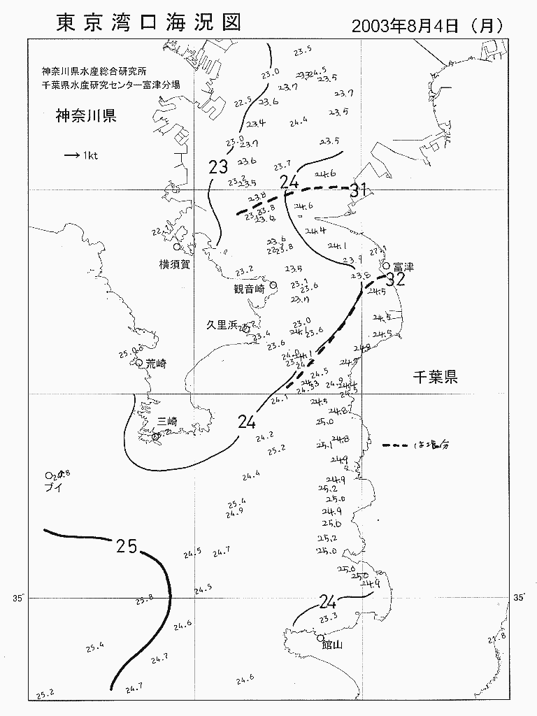 海況図, 東京湾口海況図 検索結果, (水温分布 等を図示)