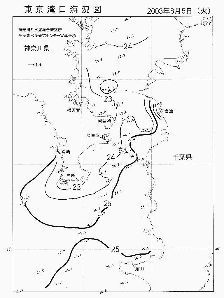 海況図, 東京湾口海況図 検索結果, (水温分布 等を図示)