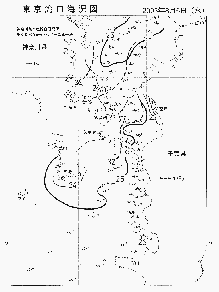 海況図, 東京湾口海況図 検索結果, (水温分布 等を図示)