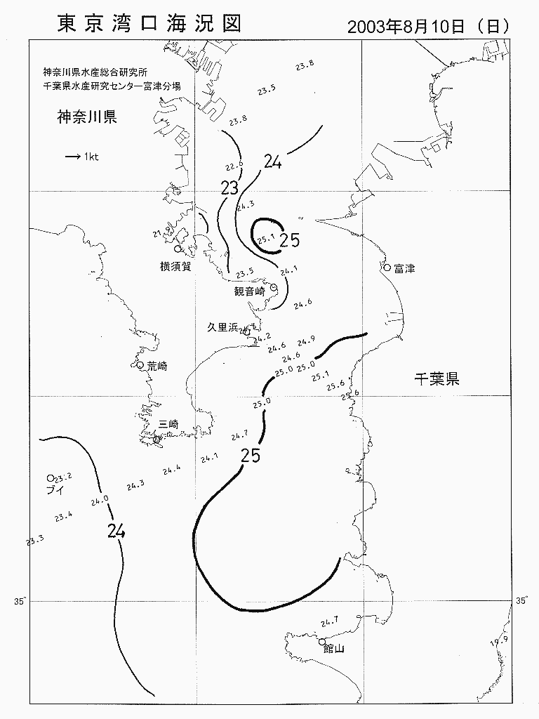 海況図, 東京湾口海況図 検索結果, (水温分布 等を図示)