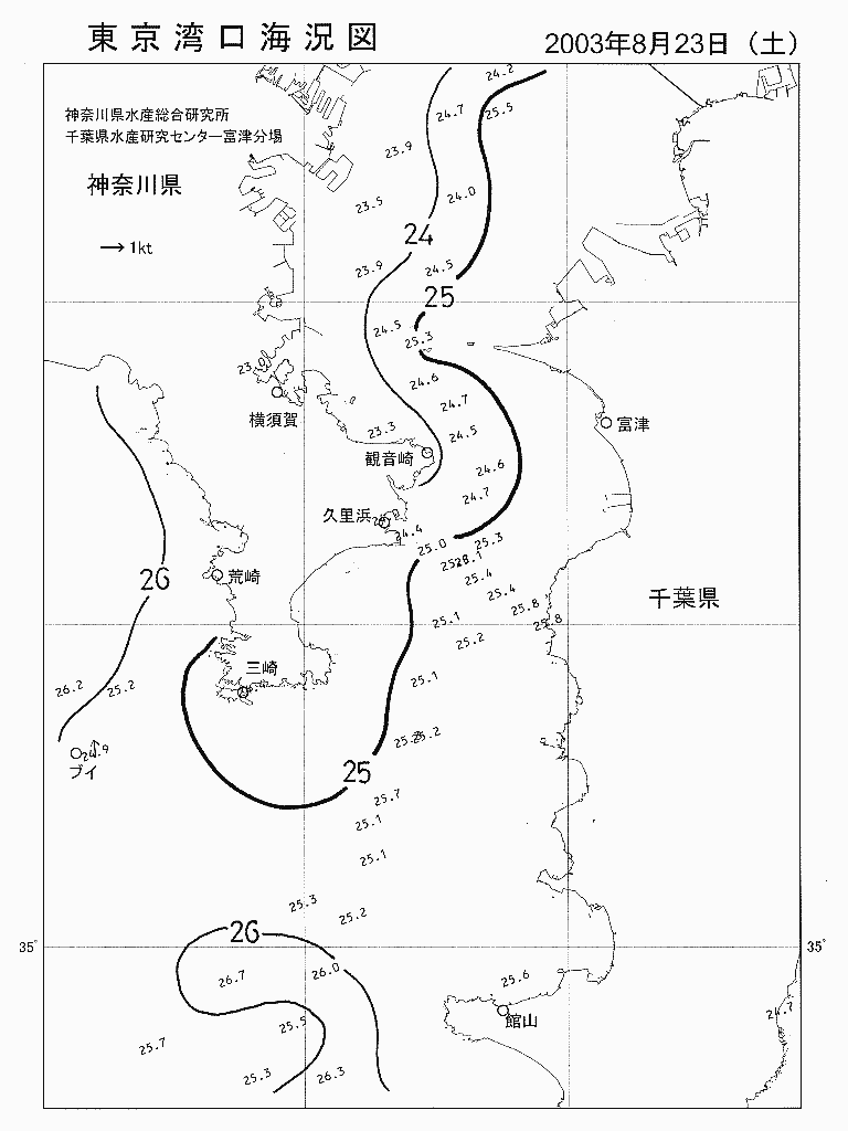 海況図, 東京湾口海況図 検索結果, (水温分布 等を図示)