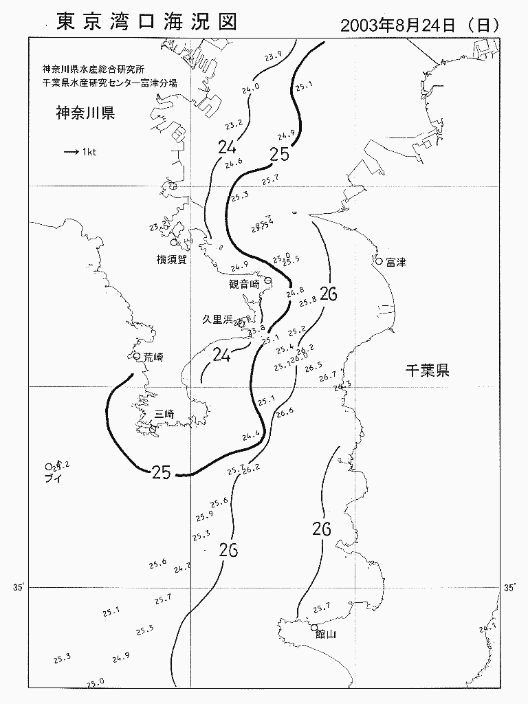 海況図, 東京湾口海況図 検索結果, (水温分布 等を図示)