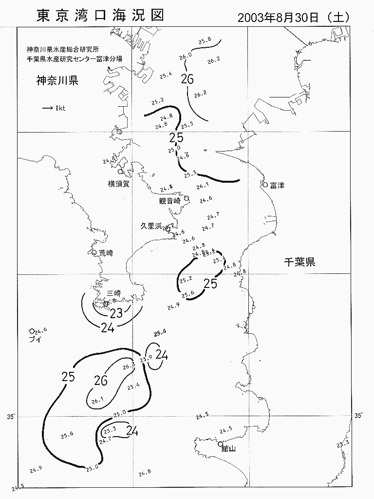 海況図, 東京湾口海況図 検索結果, (水温分布 等を図示)