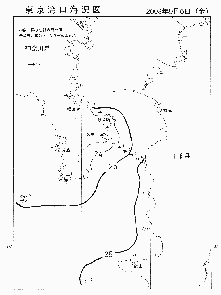 海況図, 東京湾口海況図 検索結果, (水温分布 等を図示)