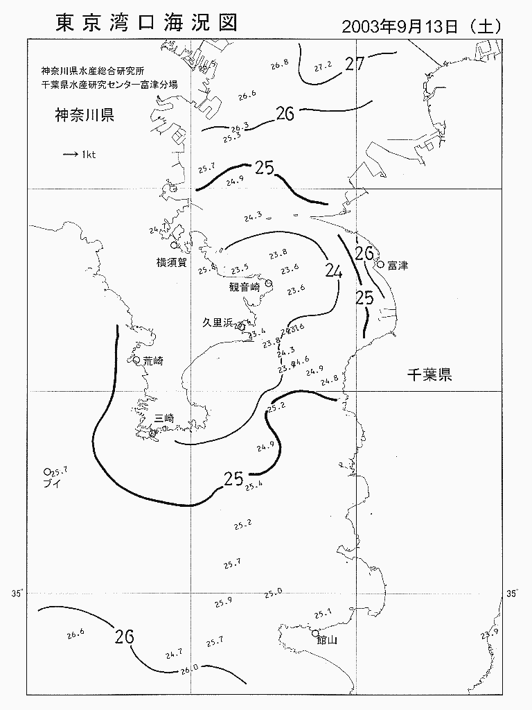 海況図, 東京湾口海況図 検索結果, (水温分布 等を図示)