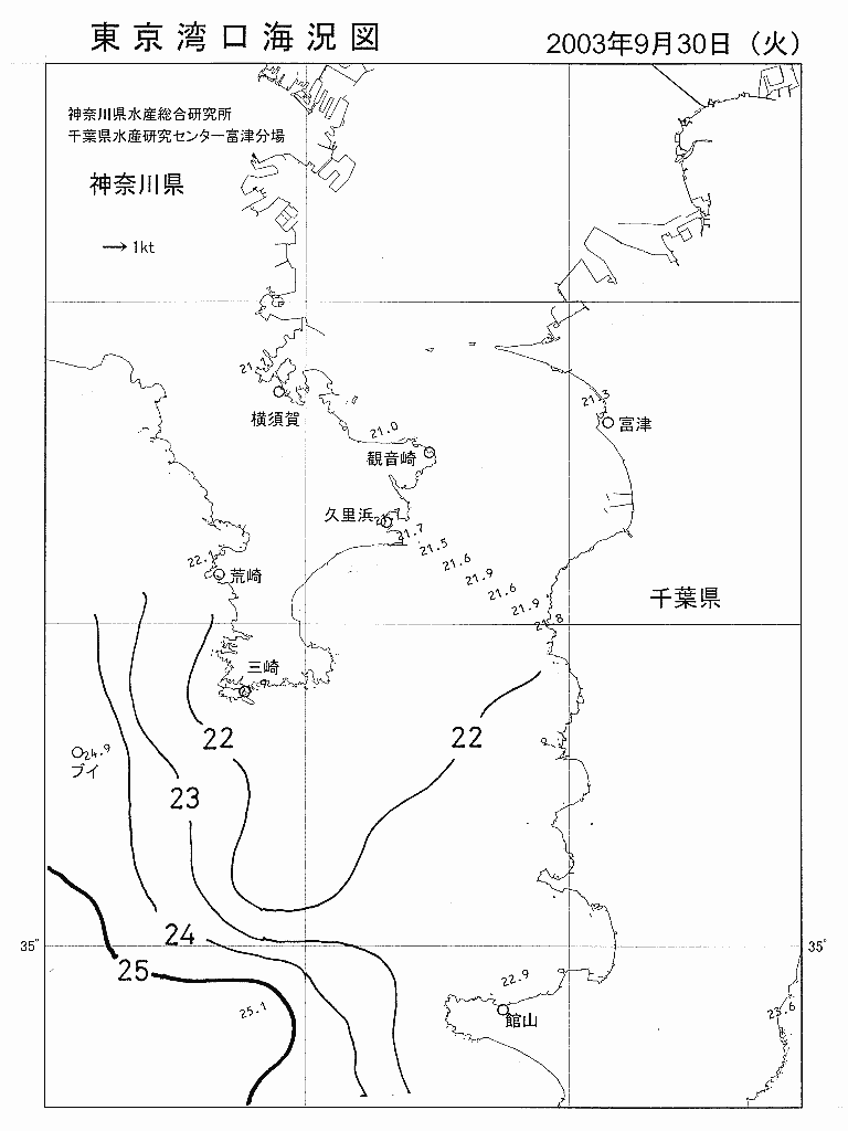 海況図, 東京湾口海況図 検索結果, (水温分布 等を図示)
