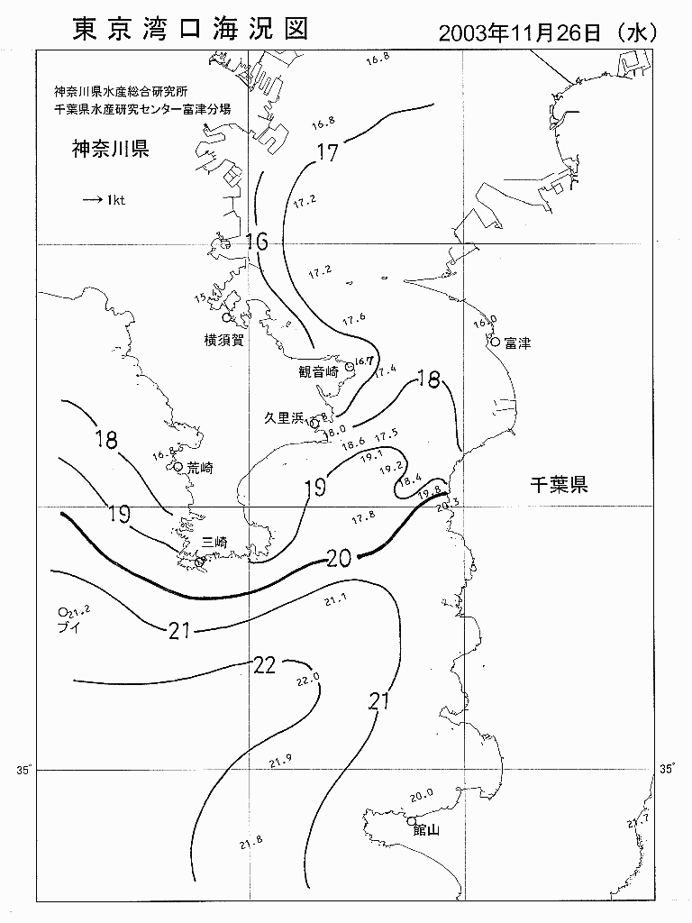 海況図, 東京湾口海況図 検索結果, (水温分布 等を図示)