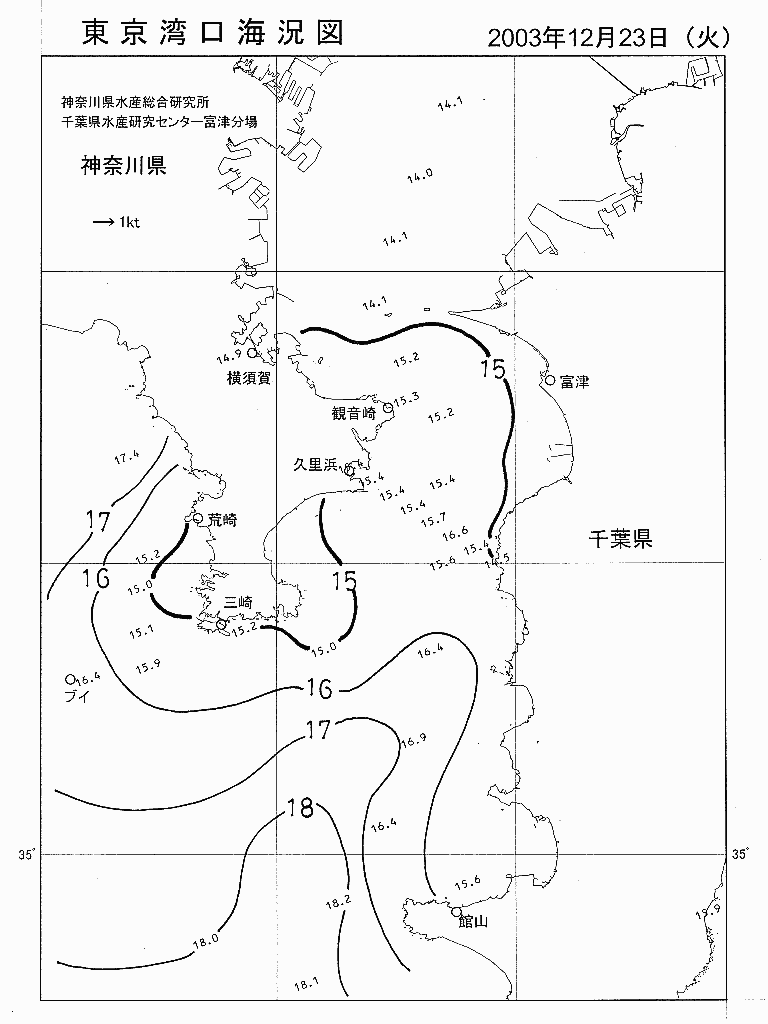 海況図, 東京湾口海況図 検索結果, (水温分布 等を図示)